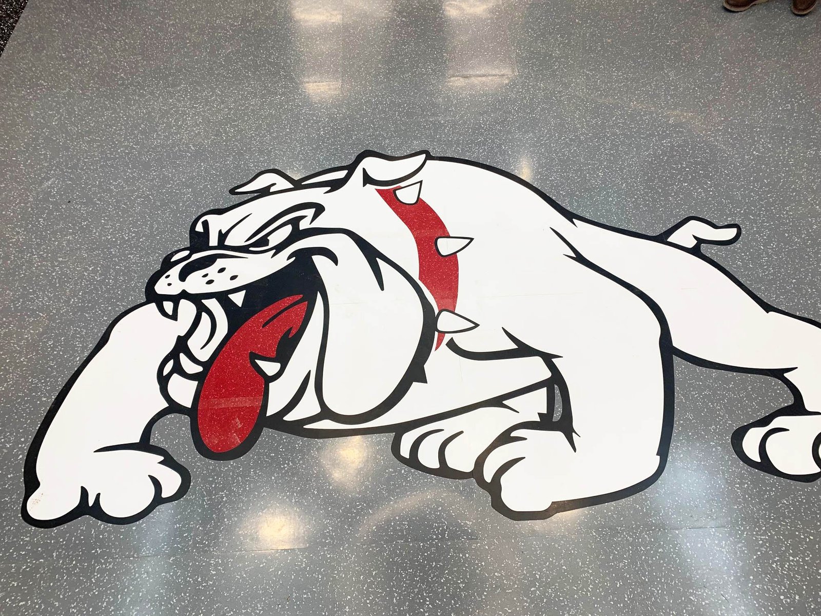 Custom bulldog inlay in solid vinyl at Georgia Military College