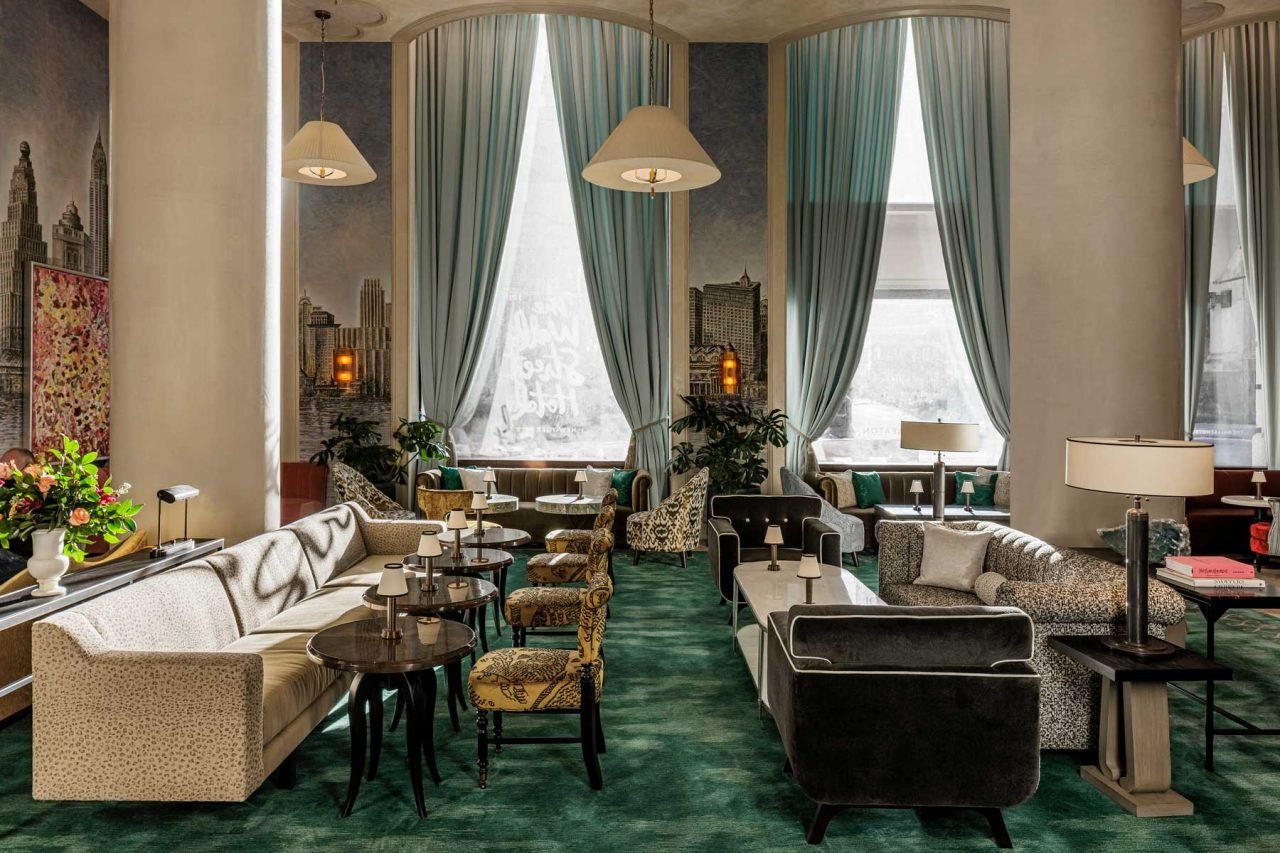 Hand-tufted Alarwool in the lounge of The Wall Street Hotel, New York